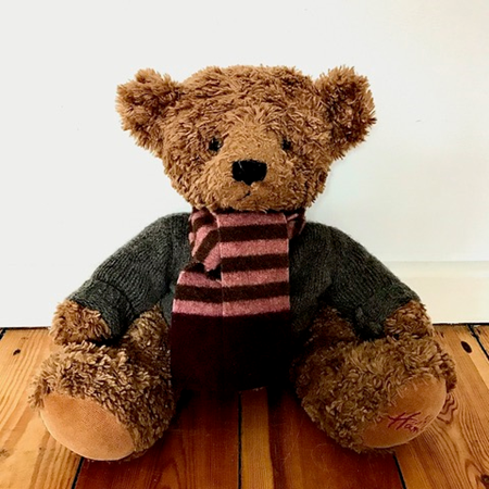Picture of Teddy Bear Scarf Pink Grey Burgundy
